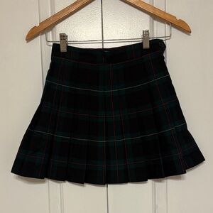 American Apparel Green Plaid Pleated Mini Skirt (Size XXS)
